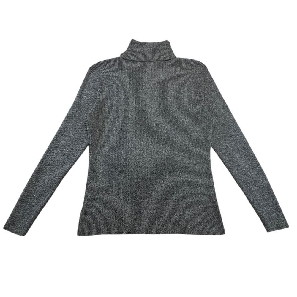 Liz Claiborne Turtleneck Sweater Womens Large Gray Ribbed Heathered Knit Classic